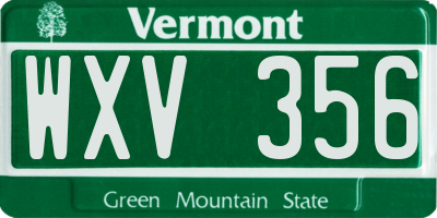 VT license plate WXV356