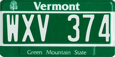 VT license plate WXV374