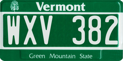 VT license plate WXV382