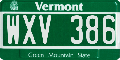 VT license plate WXV386