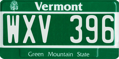 VT license plate WXV396