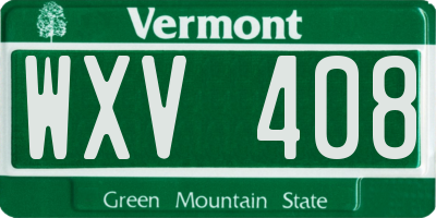 VT license plate WXV408