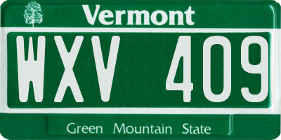 VT license plate WXV409