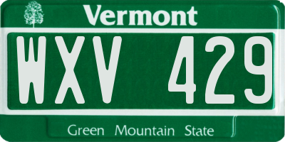 VT license plate WXV429