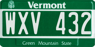 VT license plate WXV432