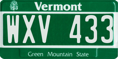 VT license plate WXV433