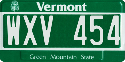 VT license plate WXV454