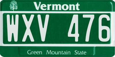 VT license plate WXV476