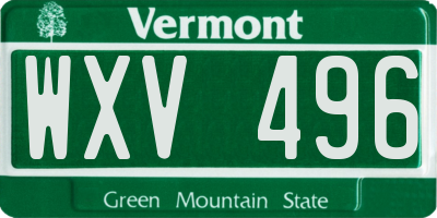 VT license plate WXV496