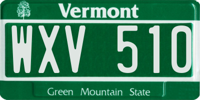 VT license plate WXV510