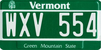 VT license plate WXV554