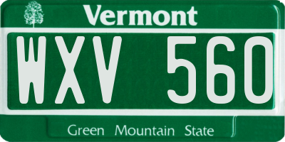 VT license plate WXV560