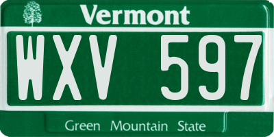 VT license plate WXV597