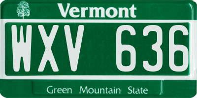 VT license plate WXV636