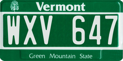 VT license plate WXV647