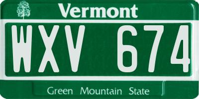 VT license plate WXV674
