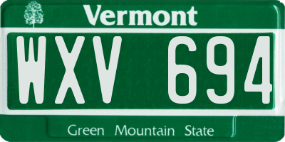 VT license plate WXV694