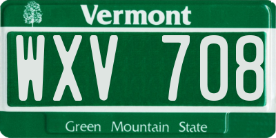 VT license plate WXV708