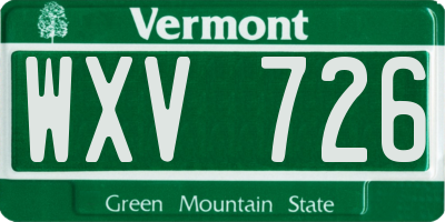 VT license plate WXV726