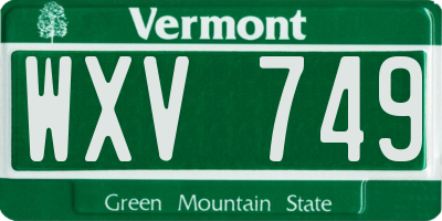 VT license plate WXV749
