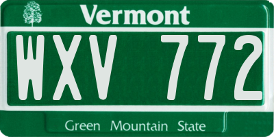 VT license plate WXV772