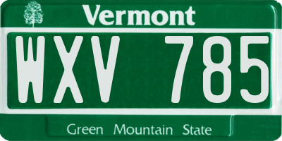 VT license plate WXV785