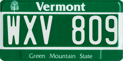 VT license plate WXV809