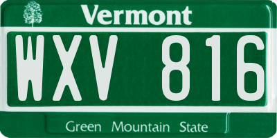VT license plate WXV816