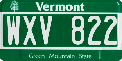 VT license plate WXV822