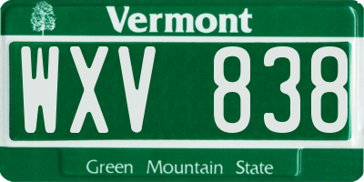 VT license plate WXV838