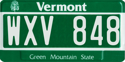 VT license plate WXV848