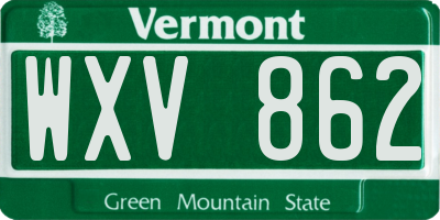 VT license plate WXV862