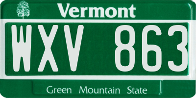 VT license plate WXV863
