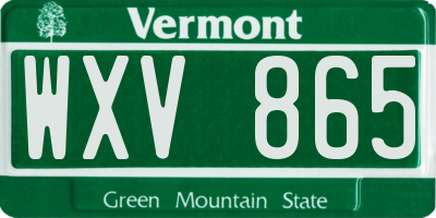 VT license plate WXV865