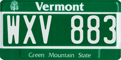 VT license plate WXV883