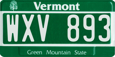 VT license plate WXV893