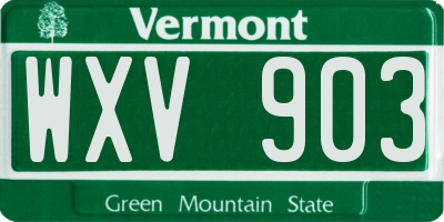 VT license plate WXV903