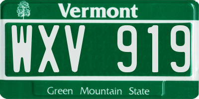 VT license plate WXV919