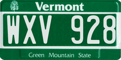 VT license plate WXV928