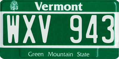 VT license plate WXV943