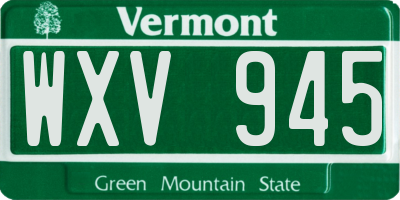 VT license plate WXV945