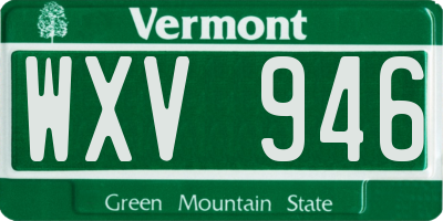 VT license plate WXV946