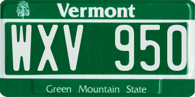 VT license plate WXV950