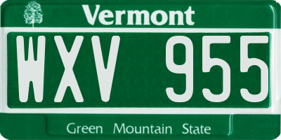 VT license plate WXV955