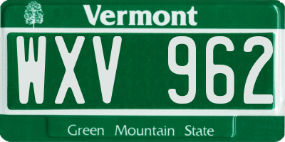 VT license plate WXV962