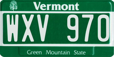 VT license plate WXV970