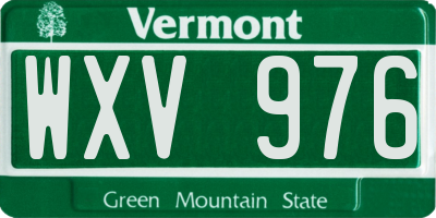 VT license plate WXV976