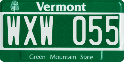 VT license plate WXW055