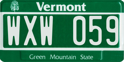 VT license plate WXW059