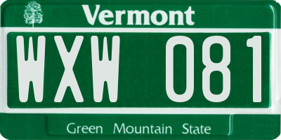 VT license plate WXW081